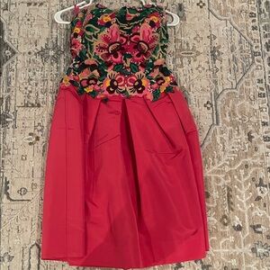 Vibrant Pink Floral Embroidered Dress